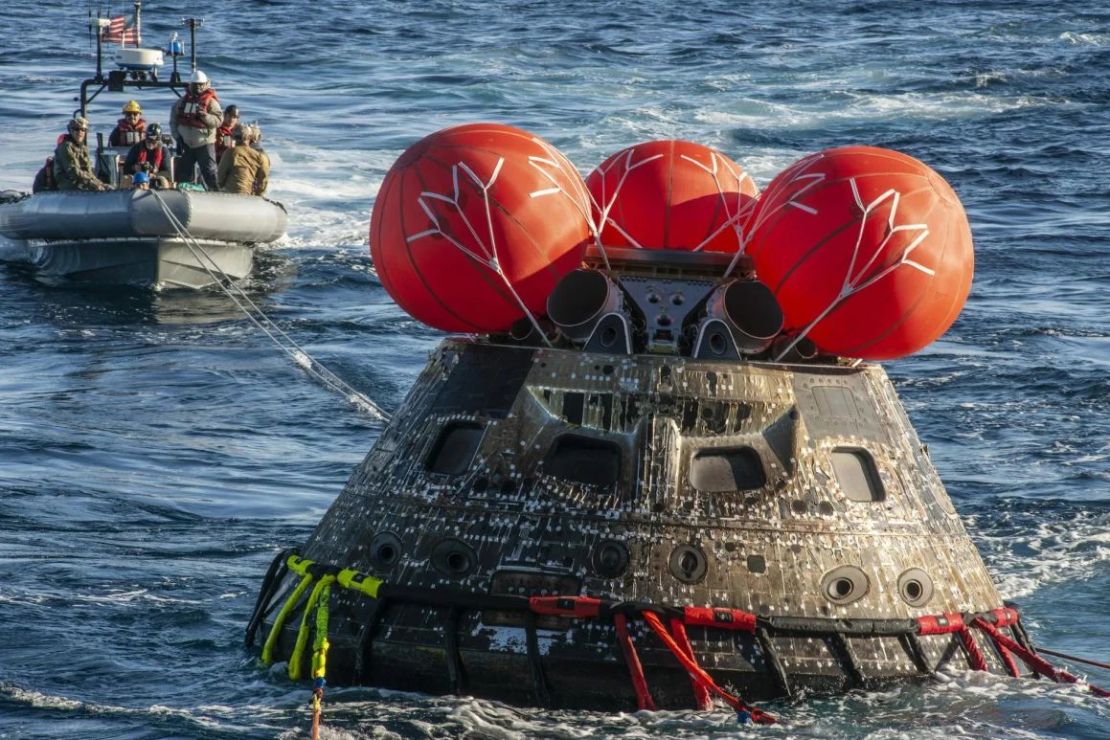 NASA's Orion spacecraft for the Artemis I mission was successfully recovered on December 11, 2022, off the coast of Baja California. Credit: Regan Geeseman/NASA.