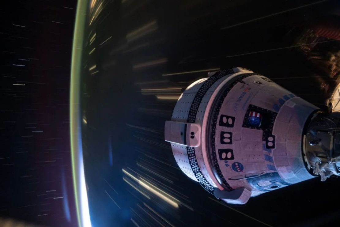 The Boeing Starliner spacecraft that launched Butch Wilmore and Suni Williams, the astronauts on NASA's manned test flight to the International Space Station, is photographed docked in the forward port of the Harmony module. Credit: NASA.