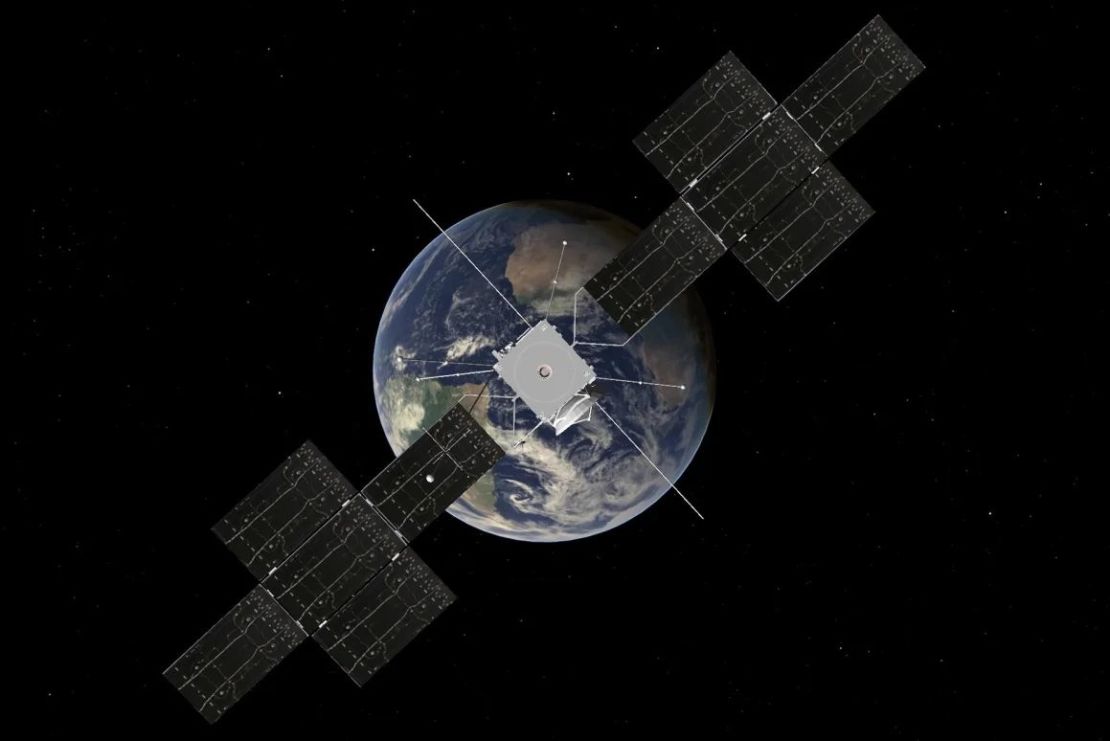 Juice's huge solar panels will be tilted to avoid the sun's harsh glare during the Earth flyby. Credit: ESA.