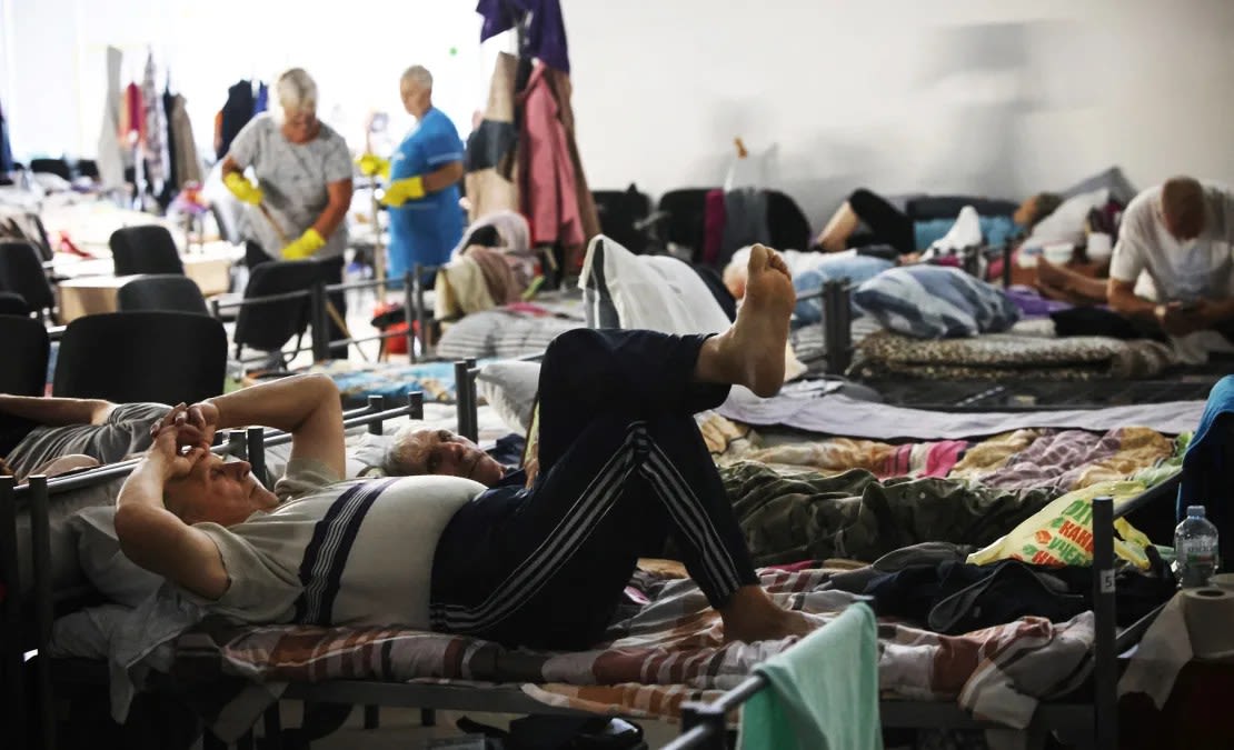 Center for displaced people at an undisclosed location in the Kursk region on August 29, 2024, following Ukraine's cross-border offensive in Russia's western Kursk region.