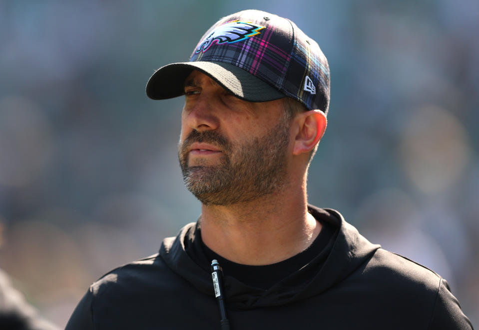 Nick Sirianni tuvo algunas palabras para los fanáticos de los Eagles después de la victoria del domingo sobre los Browns. (Heather Barry/Getty Images)